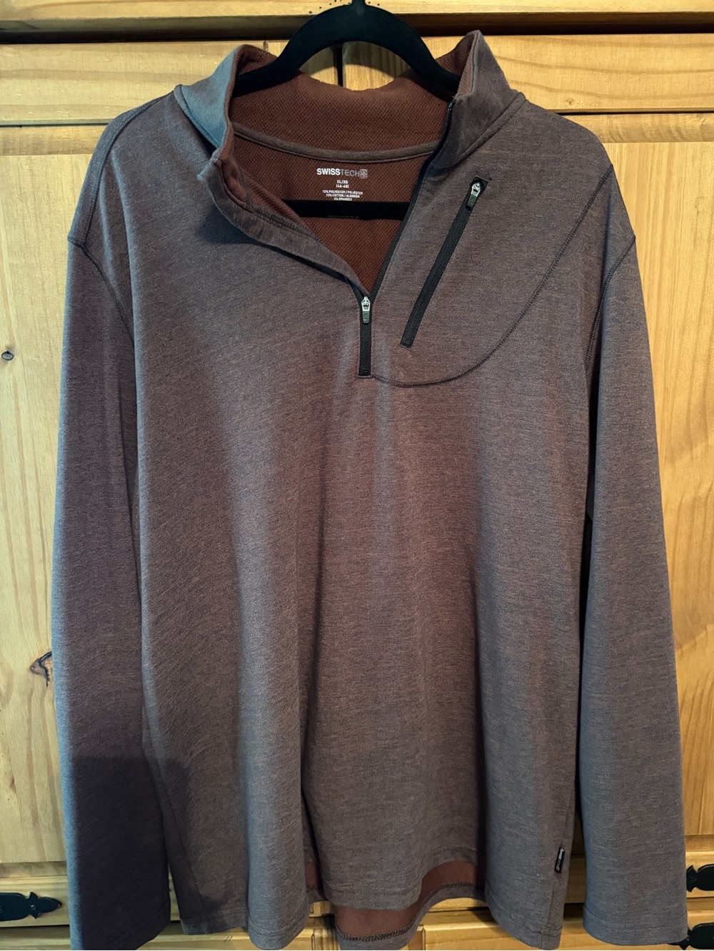 Swiss Tech Men's Mauve-Brown Zip-Neck Pullover